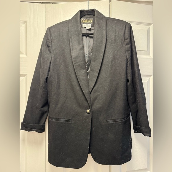 🦃Vintage Casablanca Oversized Black Wool Blazer - Picture 4 of 5